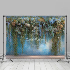Lofaris Hanging Greenery and Succulent Wall Photography Backdrop Blue Purple Floral Modern Wedding Photo Background