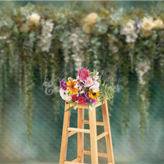 Lofaris Hanging Greenery and White Rose Photography Backdrop Eucalyptus Floral Wall Elegant Wedding Photo Background