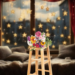 Lofaris Hanging Star Lights Bay Window Photography Backdrop