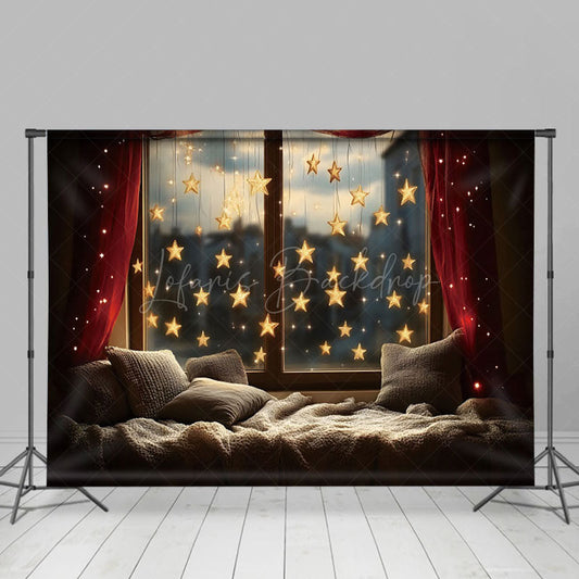 Lofaris Hanging Star Lights Bay Window Photography Backdrop