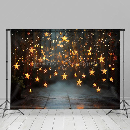 Lofaris Hanging Star Lights Wood Bokeh Photography Backdrop