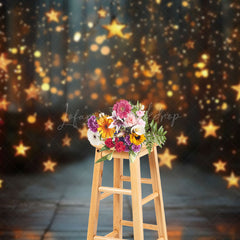 Lofaris Hanging Star Lights Wood Bokeh Photography Backdrop