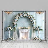 Lofaris Happily Ever After Floral Blue White Wedding Backdrop
