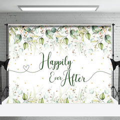 Lofaris Happily Ever After Green Eucalyptus Backdrop for Wedding