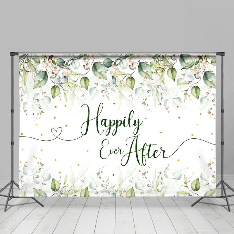 Lofaris Happily Ever After Green Eucalyptus Backdrop for Wedding