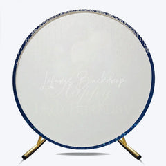 Lofaris Happy 18th Birthday Round Backdrop Navy Blue Silver Balloon Party Decoration Glitter Drip Background