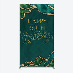 Lofaris Happy 60th Birthday Rectangle Backdrop Emerald Green Gold Marble Decoration Abstract Luxury Background