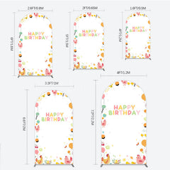 Lofaris Happy Birthday Arch Backdrop for Kids Cute Farm Friends with Chicken and Chicks Sunshine Rainbow Party Prop