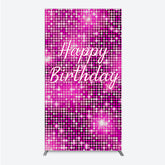Lofaris Happy Birthday Pink Disco Rectangle Backdrop Glam Sequin Glitter Effect Girl’s Night Out Party Photo Booth Decor