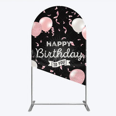Lofaris Happy Birthday to You Pink and White Balloons Arch Backdrop Glitter Confetti Party Cover