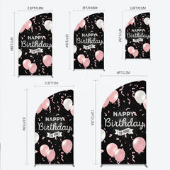 Lofaris Happy Birthday to You Pink and White Balloons Half Moon Arch Backdrop Glitter Confetti Party Cover