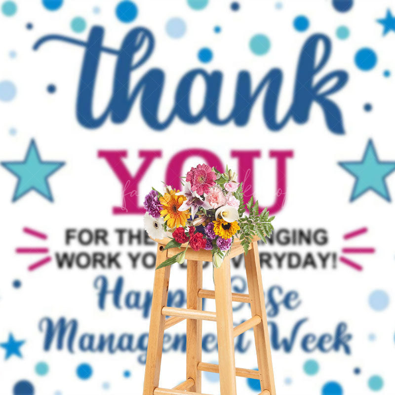 Lofaris Happy Case Management Blue Dots Thank You Backdrop