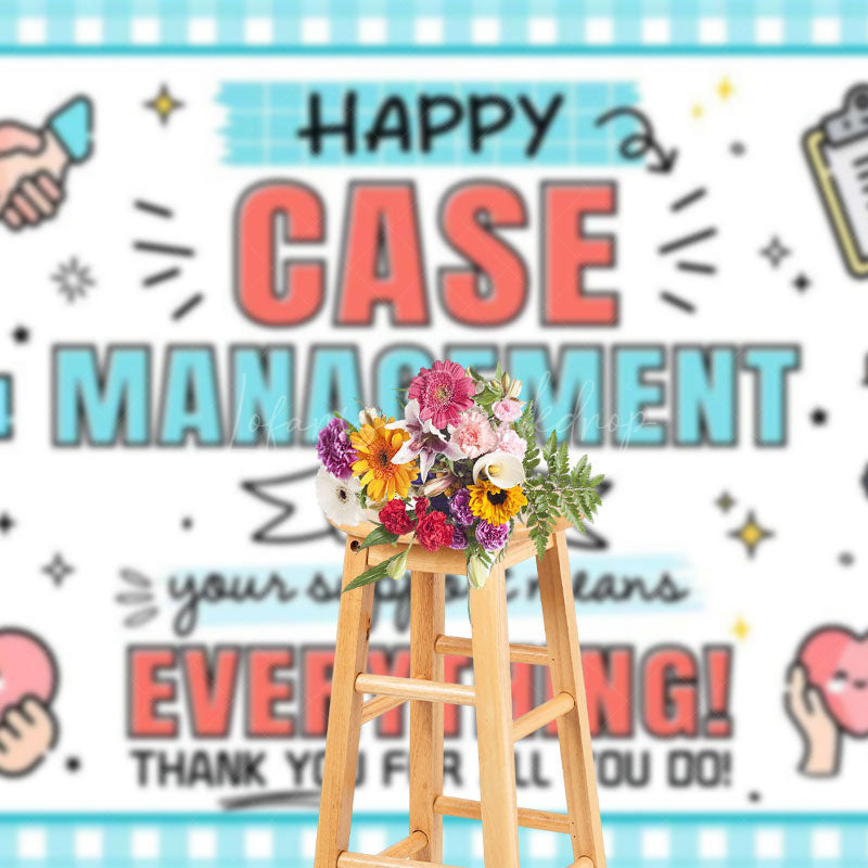 Lofaris Happy Case Management Week Blue Thank You Backdrop