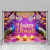 Lofaris Happy Diwali Backdrop for Festival of Lights Indian Celebration with Peacocks Diya Lamps and Mandala Decor