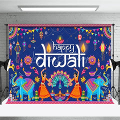 Lofaris Happy Diwali Backdrop for Festival of Lights Traditional Indian Celebration with Elephants Dancers and Rangoli
