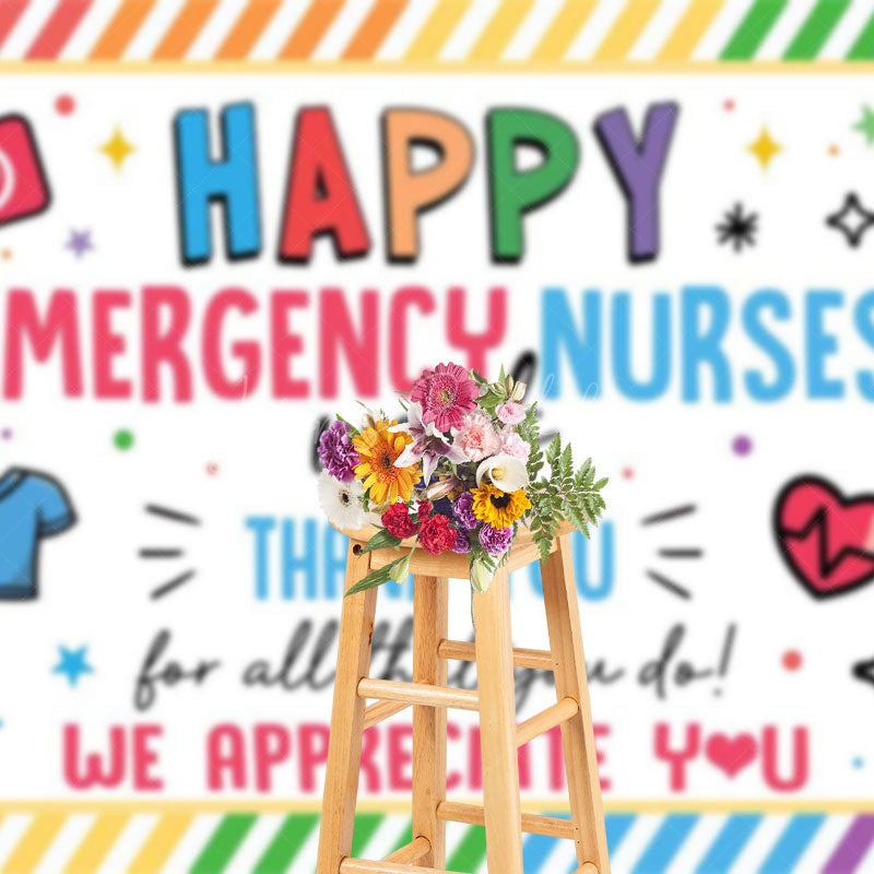 Lofaris Happy Emergency Nurses Week Color Thank You Backdrop