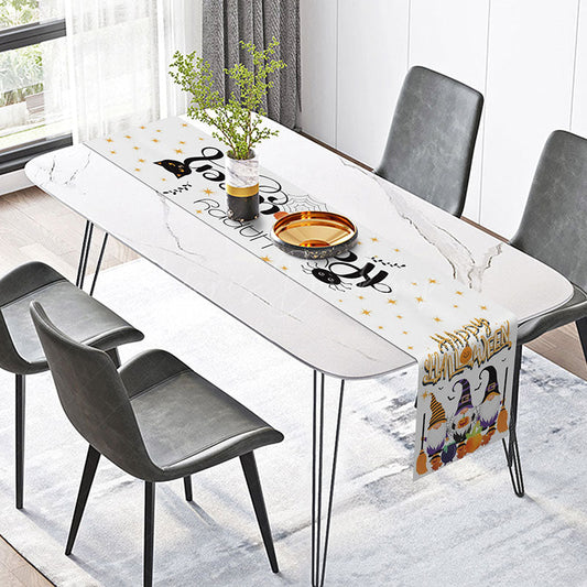 Lofaris Happy Halloween Table Runner with Cartoon Pumpkin and Bats for Fun Spooky Kids Party Decor