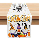 Lofaris Happy Halloween Table Runner with Cartoon Pumpkin and Bats for Fun Spooky Kids Party Decor