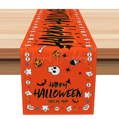 Lofaris Happy Halloween Table Runner with Warm Color Ghost and Pumpkin for Kids Family Party Decor