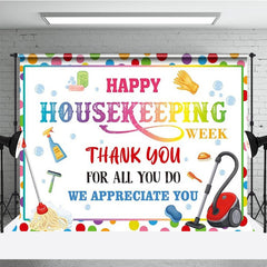 Lofaris Happy Housekeeping Week Thank You Banner We Appreciate with Cleaning Supplies Colorful Appreciation Decor