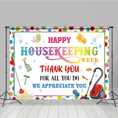 Lofaris Happy Housekeeping Week Thank You Banner We Appreciate with Cleaning Supplies Colorful Appreciation Decor