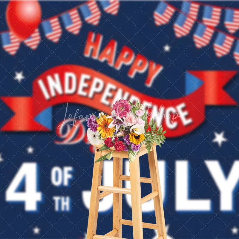 Lofaris Happy Independence Day 4th of July Backdrop American Flag Bunting Patriotic Holiday Party Decoration