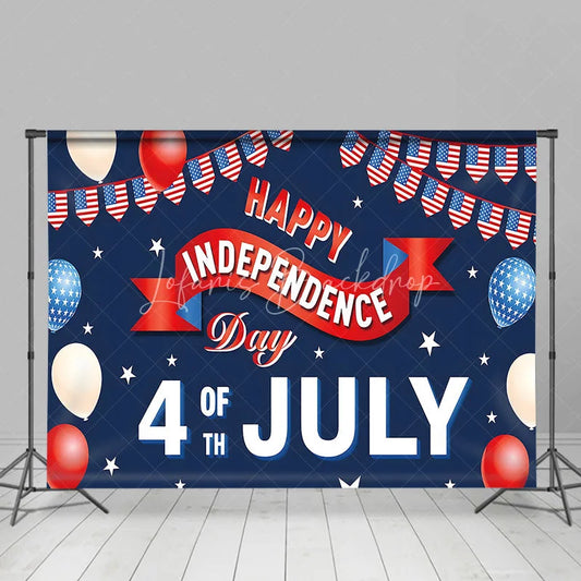 Lofaris Happy Independence Day 4th of July Backdrop American Flag Bunting Patriotic Holiday Party Decoration