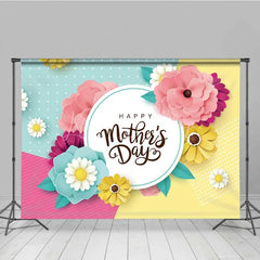 Lofaris Happy Mothers Day Backdrop Colorful Paper Flowers Geometric Polka Dots Party Background