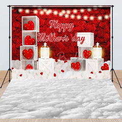 Lofaris Happy Mother’s Day Red Roses Combo Set Backdrop Hearts String Lights White Crates Photography