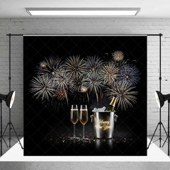 Lofaris Happy New Year Fireworks Photography Backdrop Champagne Celebration Party Photo Background Cheers Toast Prop
