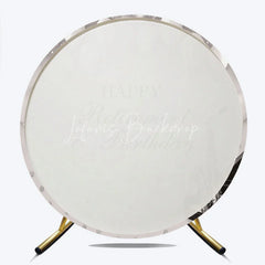 Lofaris Happy Retirement and Birthday Piano Round Backdrop Jazz Music Saxophone White Balloons Party Cover