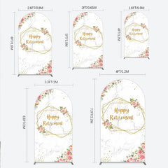 Lofaris Happy Retirement Arch Backdrop with Pink Floral and Gold Frame Elegant Marble Party Photo Booth Decor for Women