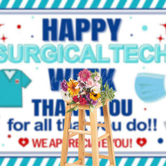 Lofaris Happy Surgical Tech Week Appreciate Blue Backdrop