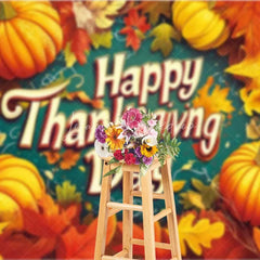 Lofaris Happy Thanksgiving Day Backdrop Autumn Pumpkin Maple Leaves Photography Background