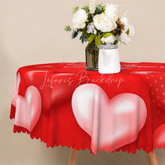 Lofaris Happy Valentines Day Red Heart Round Tablecloth Romantic Love Text Table Cover for Party
