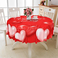 Lofaris Happy Valentines Day Red Heart Round Tablecloth Romantic Love Text Table Cover for Party