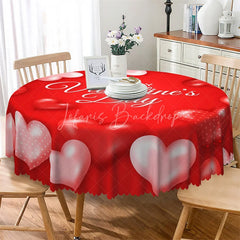 Lofaris Happy Valentines Day Red Heart Round Tablecloth Romantic Love Text Table Cover for Party