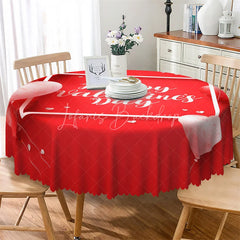 Lofaris Happy Valentines Day Round Tablecloth Red White Text Love Theme Table Cover for Party
