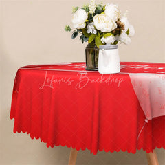 Lofaris Happy Valentines Day Round Tablecloth Red White Text Love Theme Table Cover for Party
