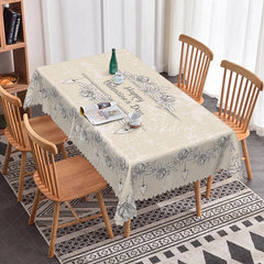 Lofaris Happy Valentines Day Sketch Rose Rectangle Tablecloth Beige Grunge Floral Text Farmhouse Holiday Decor