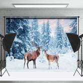 Lofaris Harmonious Deer Moment Wintery Dusk Forest Backdrop
