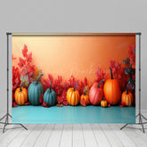 Lofaris Harvest Pumpkins Autumn Maple Leaves Photo Backdrop