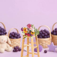 Lofaris Harvest Purple Grapes Bunny Star Cake Smash Backdrop
