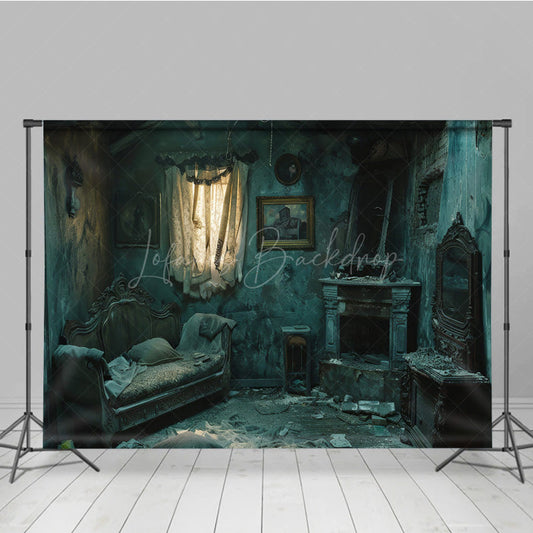Lofaris Haunted Abandoned Bedroom Photography Backdrop Derelict Interior for Horror Photos Post-Apocalyptic Room Scene