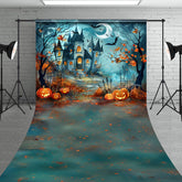 Lofaris Haunted Castle on Halloween Night Sweep Backdrop Spooky Pumpkins and Bats Fairytale Horror Photo Shoots