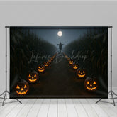 Lofaris Haunted Cornfield Photography Backdrop Spooky Scarecrow and Jack-o-lanterns Halloween Night Photo Background