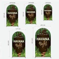 Lofaris Havana Night Arch Backdrop Tropical Palm Leaves and String Lights Background Summer Party Decoration Tension Fabric