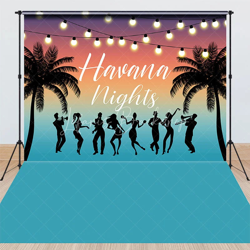 Lofaris Havana Nights Tropical Palm Tree Combo Set Backdrop Summer Dance Party Decor