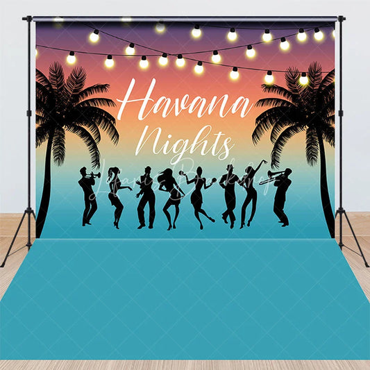 Lofaris Havana Nights Tropical Palm Tree Combo Set Backdrop Summer Dance Party Decor
