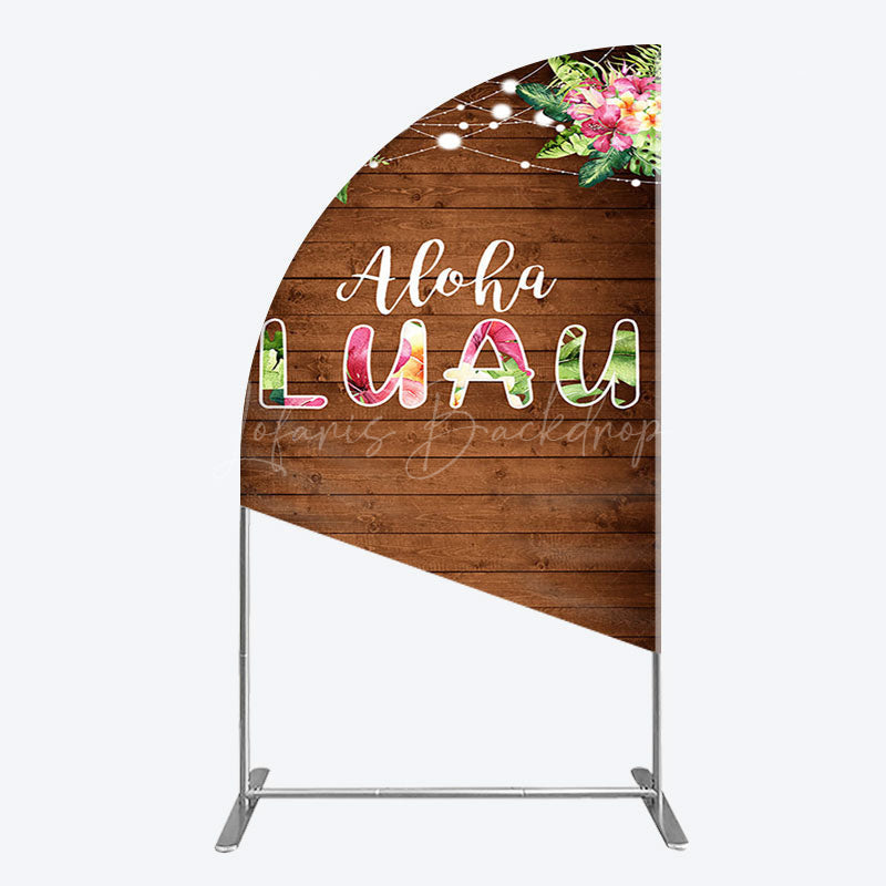 Lofaris Hawaii Aloha Luau Floral Wood Plant Half Moon Arch Backdrop